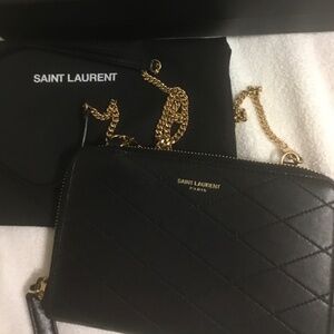 ♦️Saint Laurent Paris FLASHSALE Diamond Leather Wallet on a Chain Woc